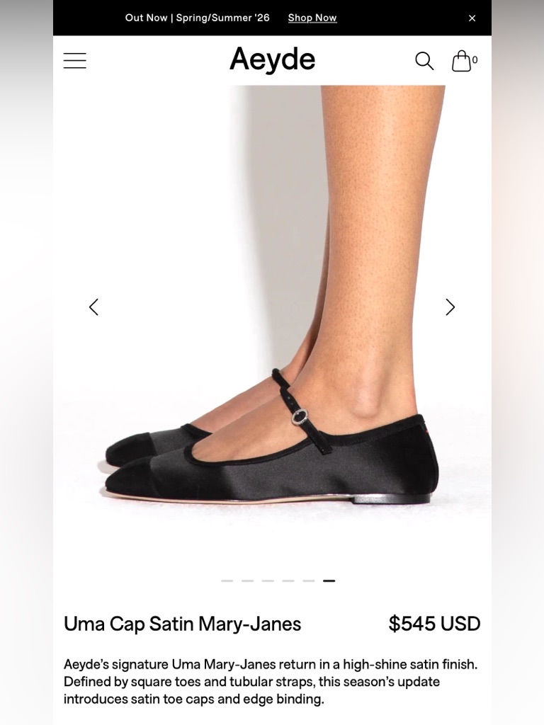 Aeyde Uma Satin And Suede Mary Jane Flats Summer ‘26 Collection, Italy, Size 39